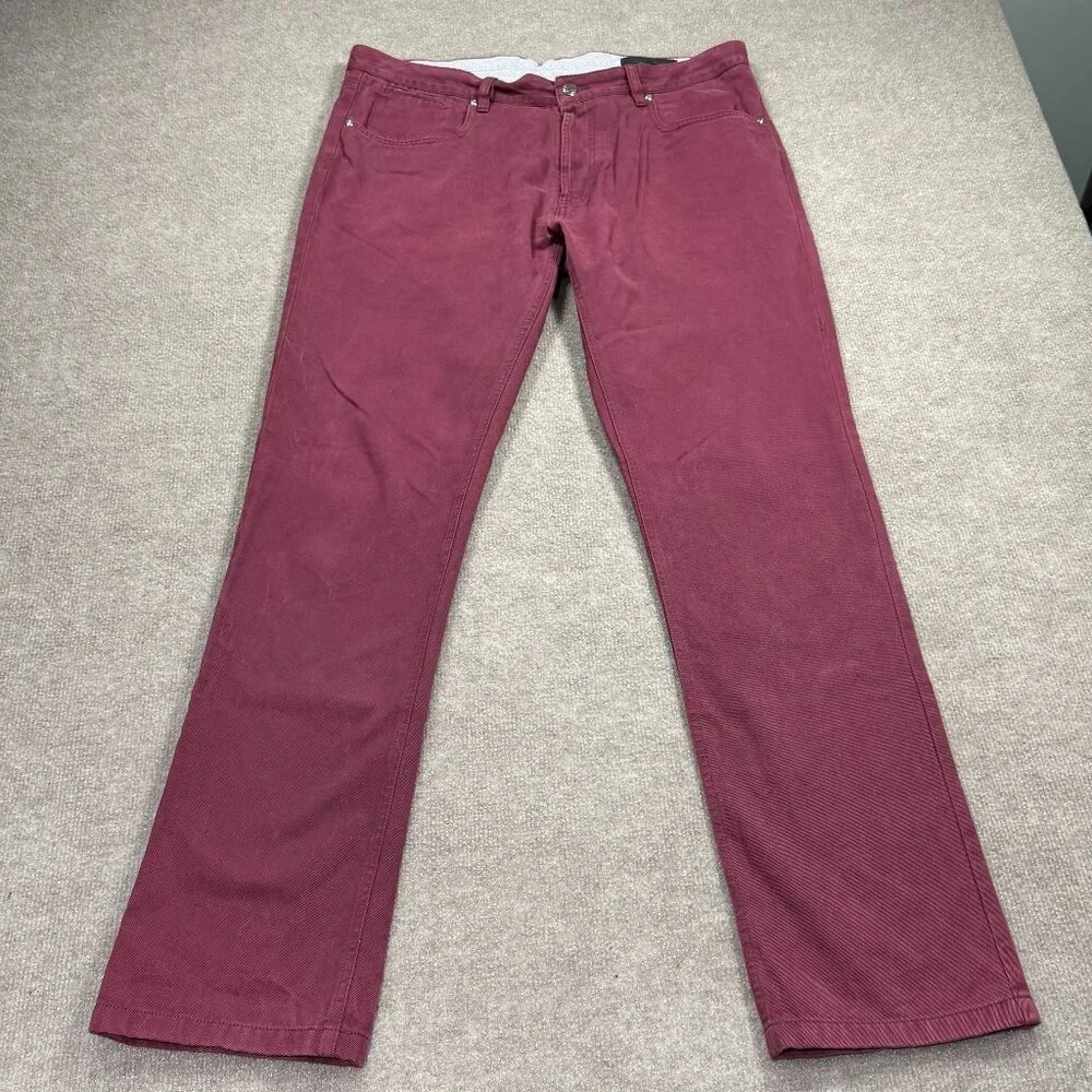 Saks Fifth Avenue Men's Slim Straight Chino Pants Maroon Burgundy Size 36
